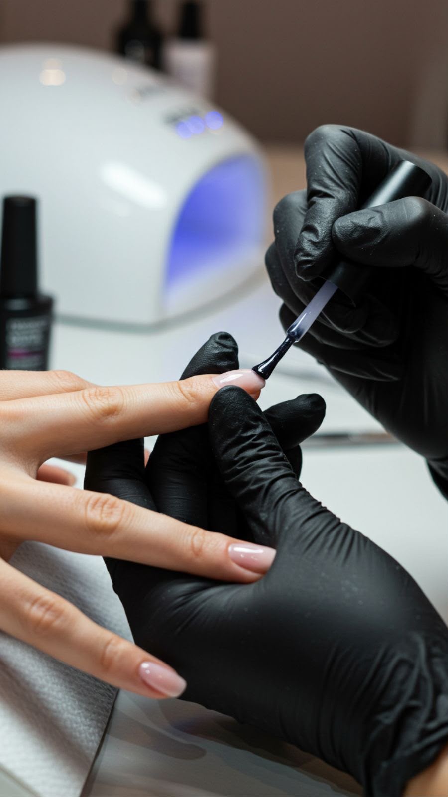 Application soignée d’un vernis sur les ongles chez Skin by Yas à Agadir